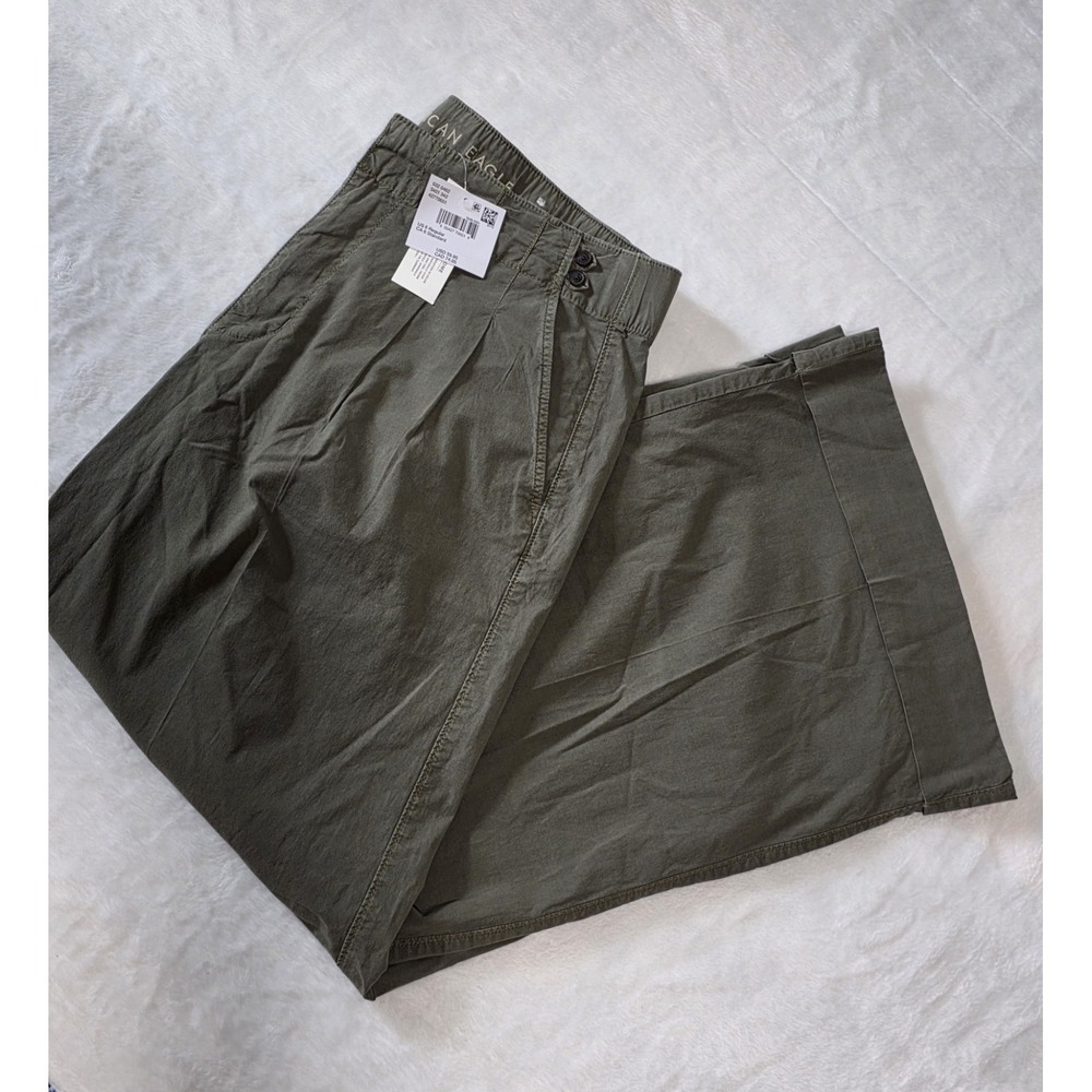American Eagle Womens Size 6 NWT $59.95 Olive High Rise Wide Leg Culotte Pants